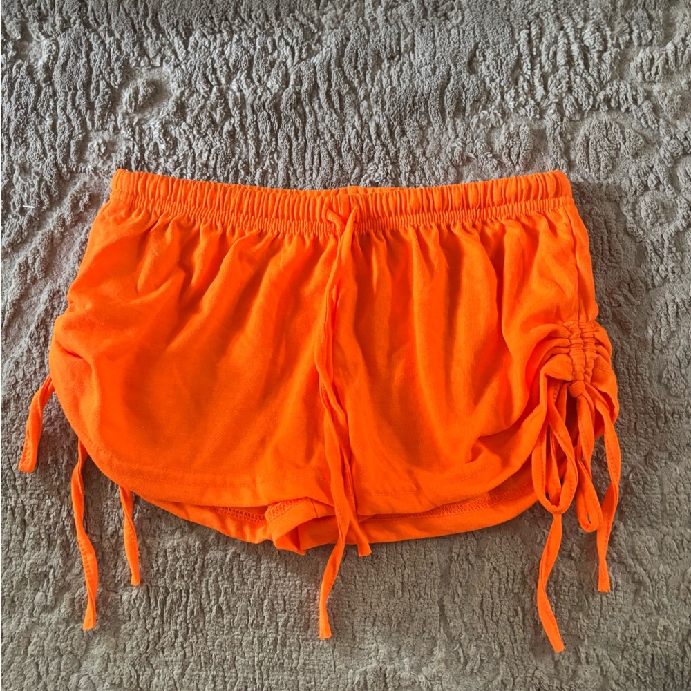 Banana Split Orange Athletic Shorts with Adjustable Drawstrings, Sz S